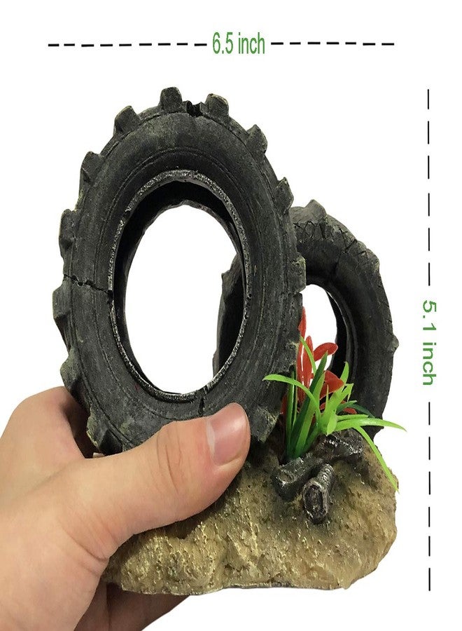 SLOCME Aquarium Tyre Decorations - Resin Material Tyre Decorations，Fish Tank Tyre Ornament Aquarium Environment Friendly Decorations - Image 3